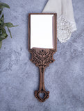 Wood Engraved Hand Mirror - Rectangle