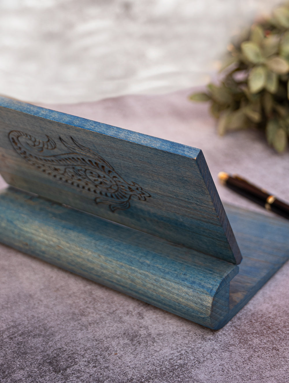 Wood Engraved Paisley Paper Holder