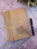 Wood Engraved Peacock Feather Paper Holder