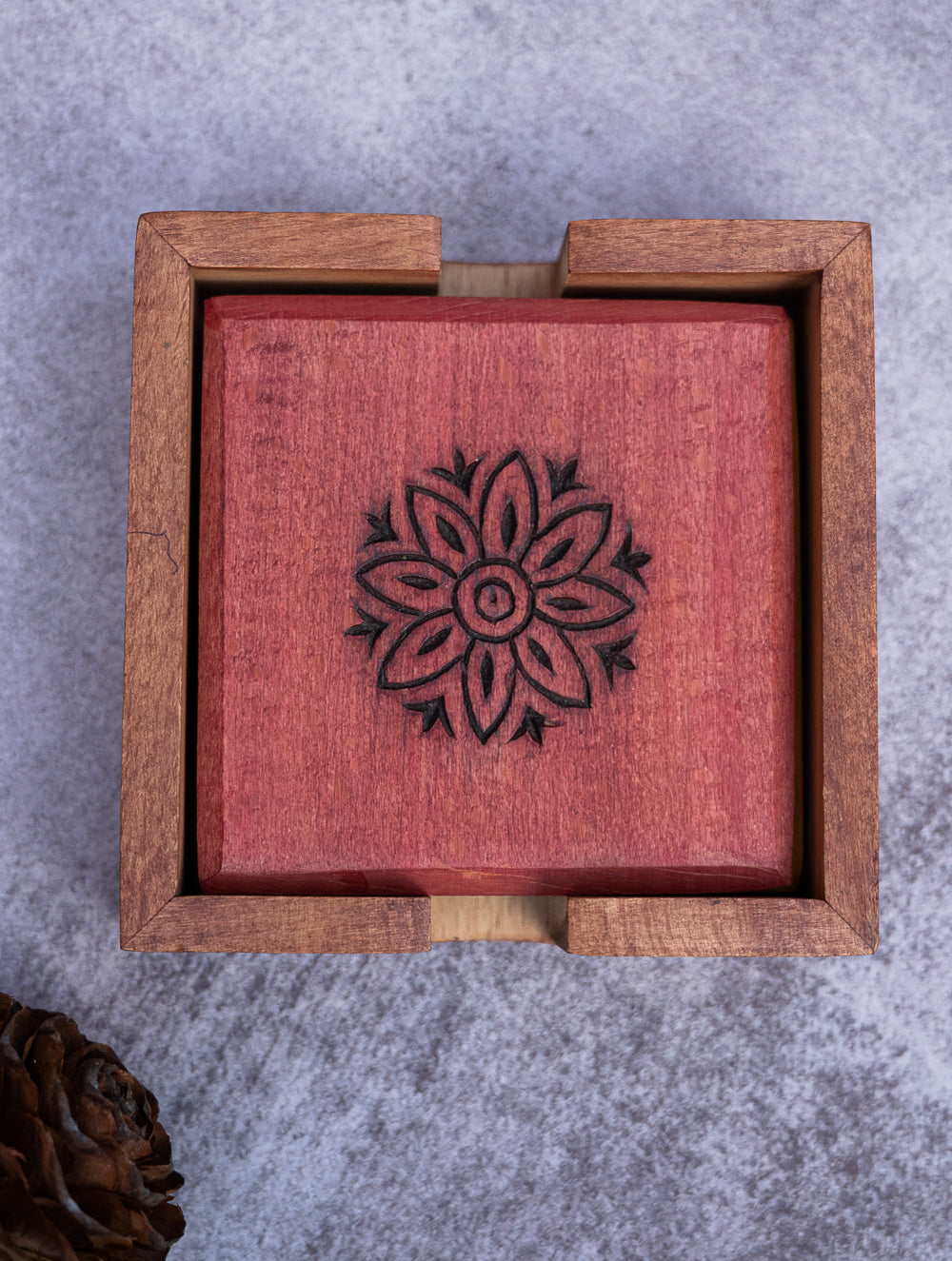 Load image into Gallery viewer, Wood Engraved Square Coaster Set