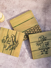 Load image into Gallery viewer, Wood Engraved Square Coaster Set