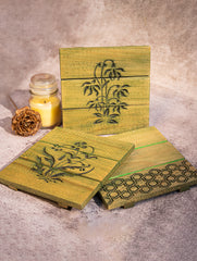Wood Engraved Square Coaster Set