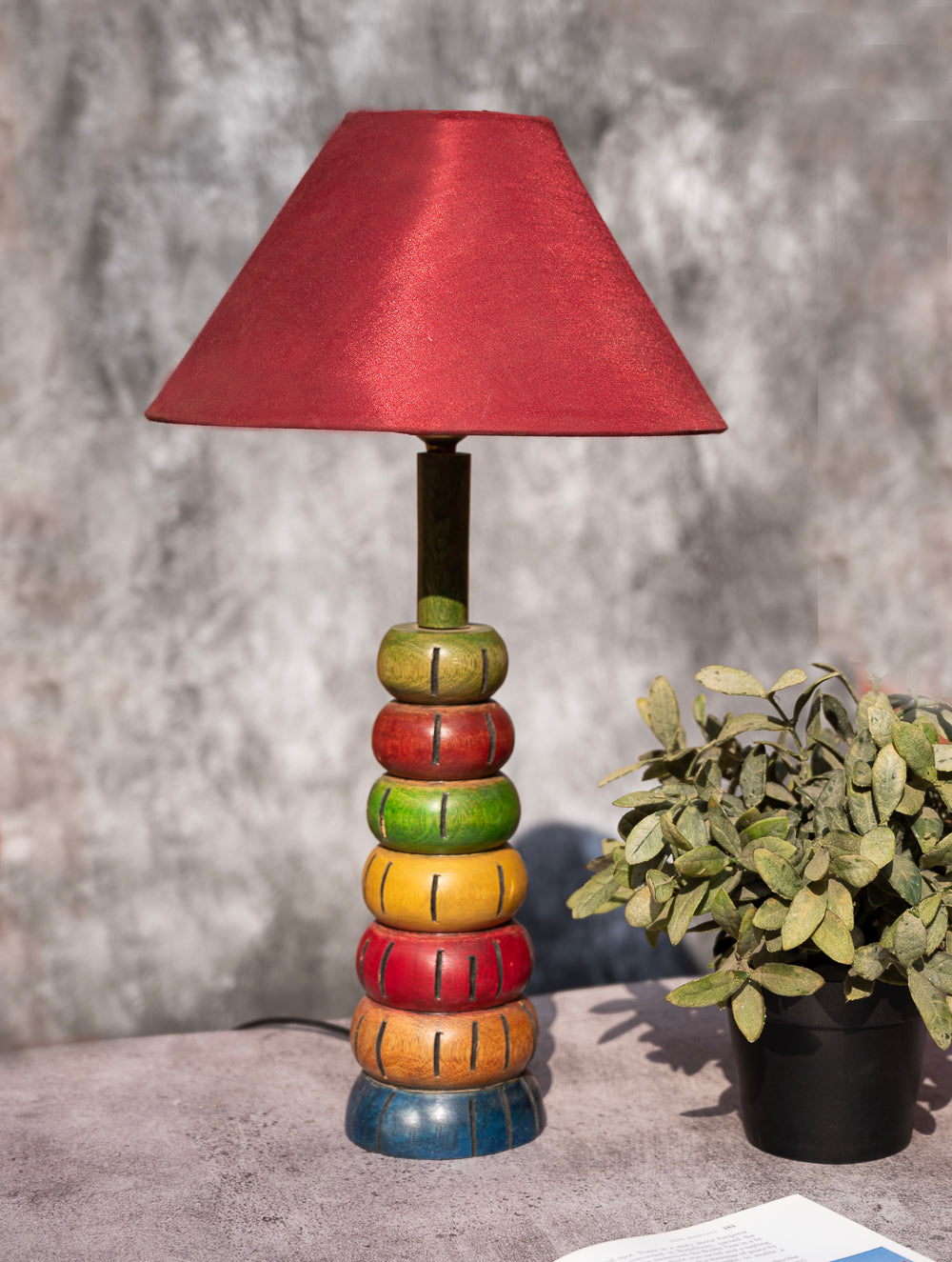 Wood Engraved Table Lamp