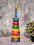 Handcrafted Wooden Table Lamp Base - Rings Of Colour