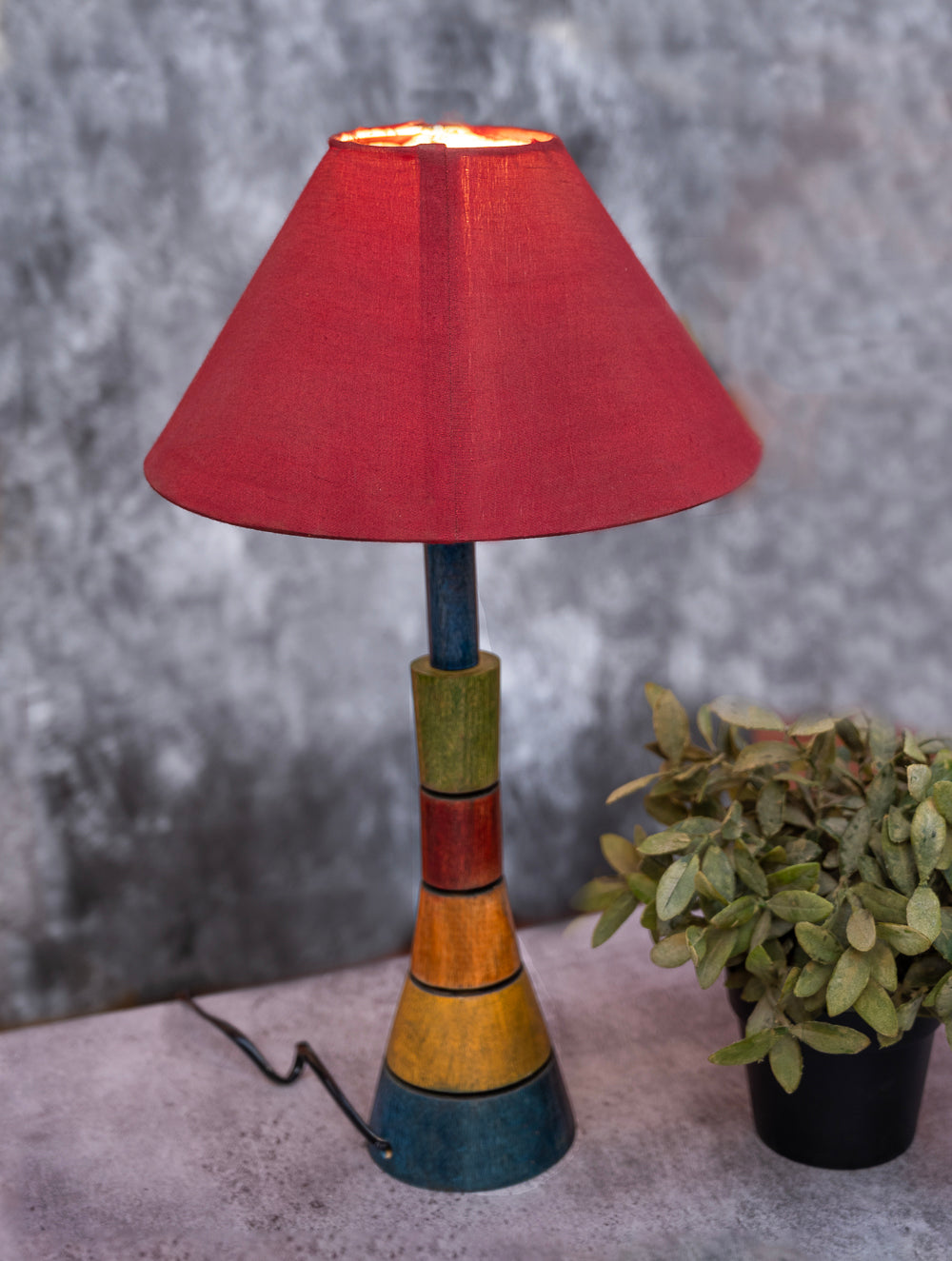 Wood Engraved Table Lamp