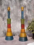 Handcrafted Wooden Table Lamp Base ( Set of 2) - Colour Symphony