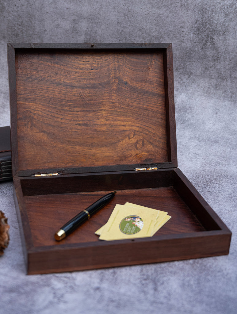 Wood Engraved Tree Decorative Box