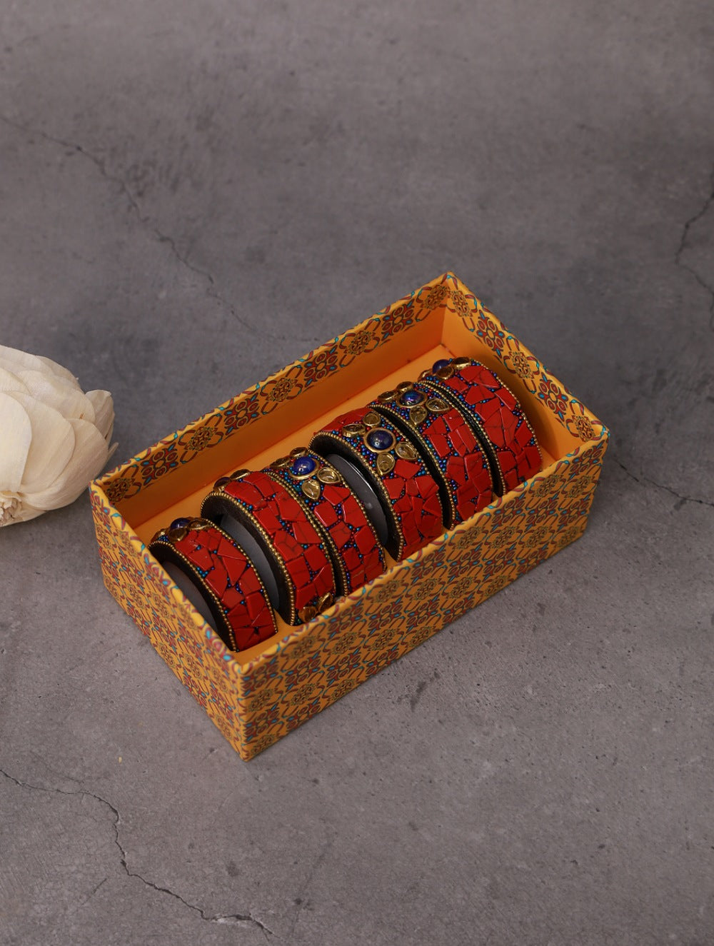 Wood & Resin Tealight Holders (Set of 6) - Red