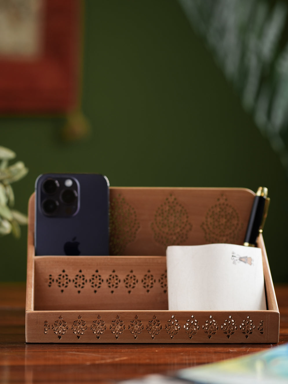 Wooden Jaali Stationery / Paper Holder