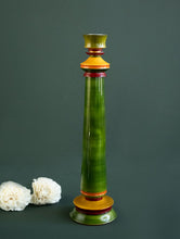 Load image into Gallery viewer, Channapatna Wood Craft Candle Stands - (Large, Set of 2), Green &amp; Red