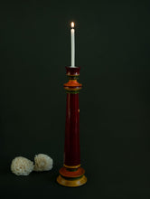 Load image into Gallery viewer, Channapatna Wood Craft Candle Stands - (Large, Set of 2), Green &amp; Red