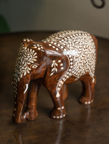 Wooden Inlay Craft Elephant Curio