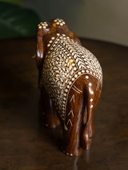 Wooden Inlay Craft Elephant Curio