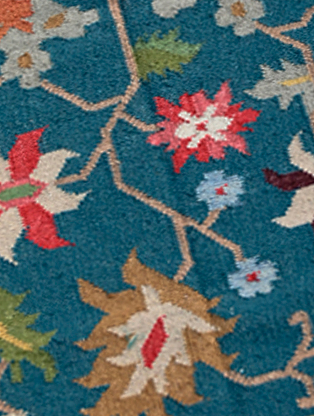Exclusive Handmade Wool & Cotton Mirzapur Dhurrie Rug - Indigo Garden