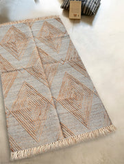 Exclusive Handmade Wool & Cotton Mirzapur Dhurrie Rug - Jute Facets