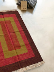 Exclusive Handmade Wool & Cotton Mirzapur Dhurrie Rug - Mystic Bands