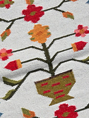 Exclusive Handmade Wool & Cotton Mirzapur Dhurrie Rug - Gulnaar Garden (6ft x 2ft)