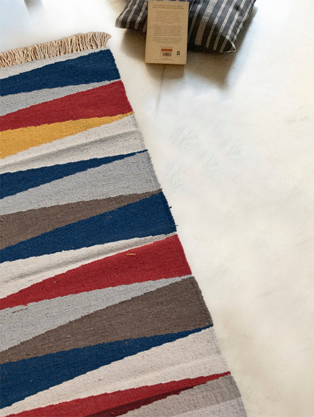 Exclusive Handmade Wool & Cotton Mirzapur Dhurrie Rug  - Prism Peaks (6ft x 2ft)