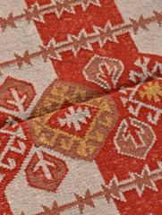 Exclusive Handmade Wool & Cotton Mirzapur Dhurrie Rug  - Rust Loom Story (6ft x 2ft)