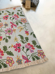 Exclusive Handmade Wool & Cotton Mirzapur Dhurrie Rug  - Charbagh (6ft x 4ft)