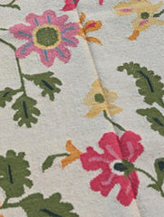 Exclusive Handmade Wool & Cotton Mirzapur Dhurrie Rug  - Charbagh (6ft x 4ft)