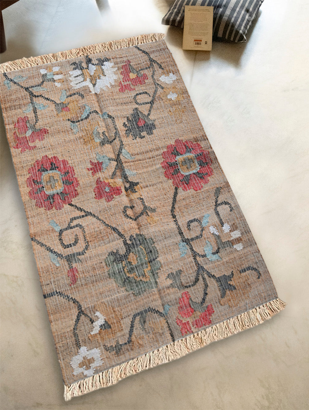 Exclusive Handmade Jute Mirzapur Dhurrie Rug  - Chandan Bagh (6ft x 4ft)