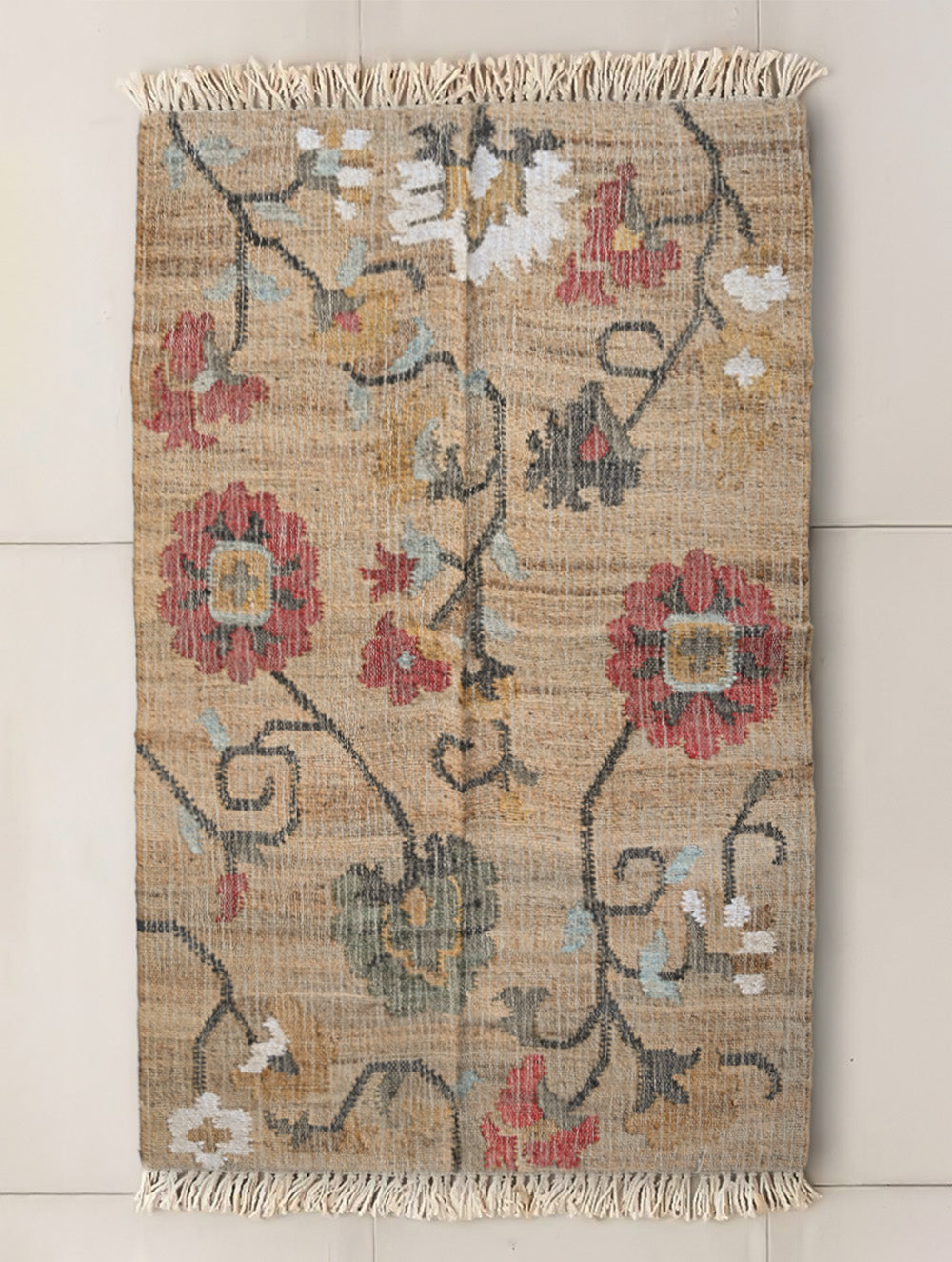 Exclusive Handmade Jute Mirzapur Dhurrie Rug  - Chandan Bagh (6ft x 4ft)