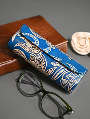 The Traveller’s Collection: Embossed Leather Spectacle Case - Blue Floral.