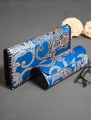 The Traveller’s Collection: Embossed Leather Travel Duo - Blue Flowers (Set of 2)