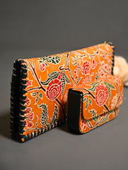 The Traveller’s Collection: Embossed Leather Wallet Set - Marigold Bloom