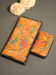 The Traveller’s Collection: Embossed Leather Wallet Set - Marigold Bloom