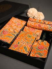 The Traveller’s Collection: Embossed Leather Executive Travel Gift Set - Marigold Bloom (Set of 5)