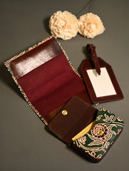 The Traveller’s Collection: Embossed Leather Travel Trio - Emerald Garden (Set of 3)