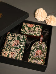 The Traveller’s Collection: Embossed Leather Travel Trio - Emerald Garden (Set of 3)