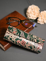 Embossed Leather Spectacle Case - Emerald Garden