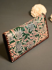 The Traveller’s Collection: Embossed Leather Wallet - Forest Flora