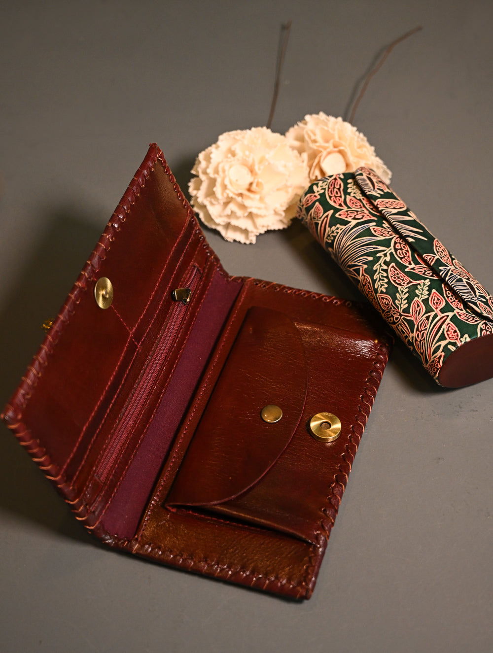 The Traveller’s Collection: Embossed Leather Travel Duo - Forest Flora (Set of 2)