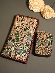 The Traveller’s Collection: Embossed Leather Wallet Set - Forest Flora (Set of 2)
