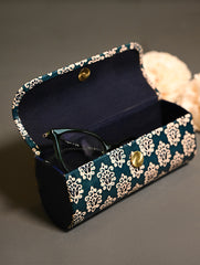 Embossed Leather Spectacle Case - Teal Buti