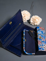 The Traveller’s Collection: Embossed Leather Travel Duo - Azure Garden (Set of 2)