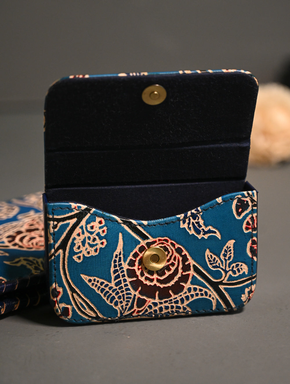 The Traveller’s Collection: Embossed Leather Wallet Set - Azure Garden (Set of 2)