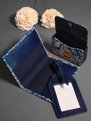 The Traveller’s Collection: Embossed Leather Travel Trio - Azure Garden (Set of 3)