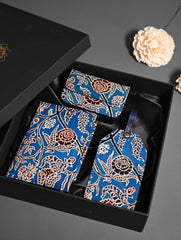 The Traveller’s Collection: Embossed Leather Travel Trio - Azure Garden (Set of 3)