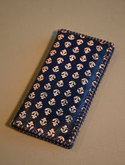Embossed Leather Wallet - Indigo Anchors