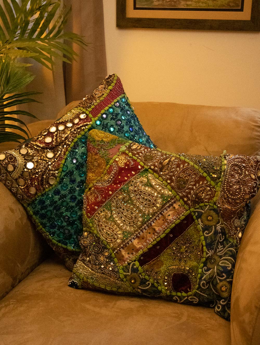 Load image into Gallery viewer, Zari Patchwork Cushion Covers (Set of 2)