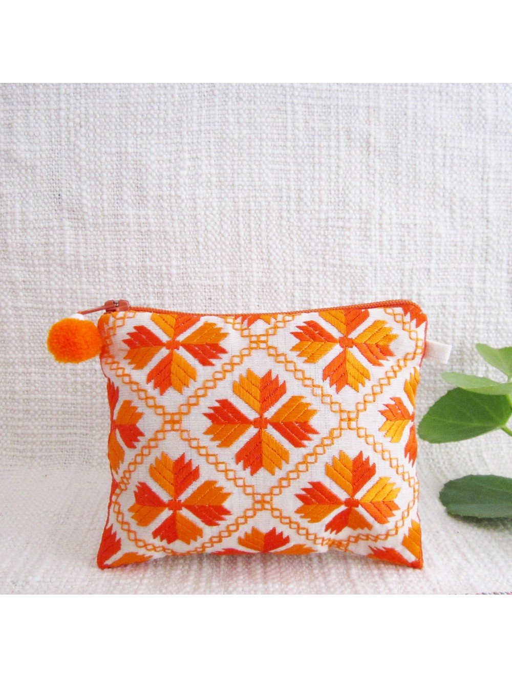 Load image into Gallery viewer, 2 toned Embellished Orange Coin Pouch