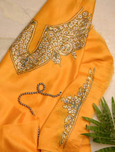 Load image into Gallery viewer, Exclusive, Fine Kashmiri Hand Embroidered Chanderi Kurta / Dress Fabric - Golden Yellow