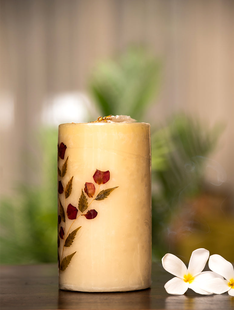 Aromatic Puducherry Wax Pillar Candle - (Large) Rose