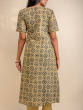 Load image into Gallery viewer, Ajrakh Angrakha Kurta &amp; Pants Set With Blue Hand Embroidered Threadwork