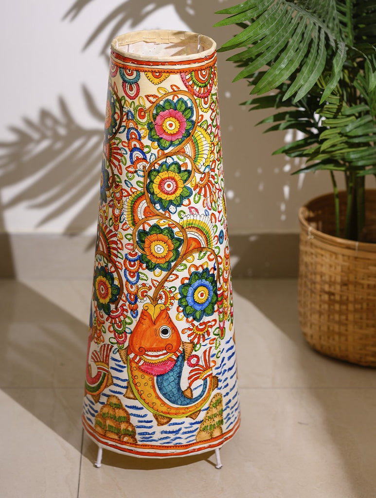 Andhra Leather Craft - Floor Lamp Shade (Large) - Fish & Flora